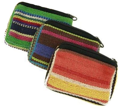 Tasje katoen mengkleuren met rits - 12x9 - Katoen - Meerkleurig (3 stuks) - Assorti