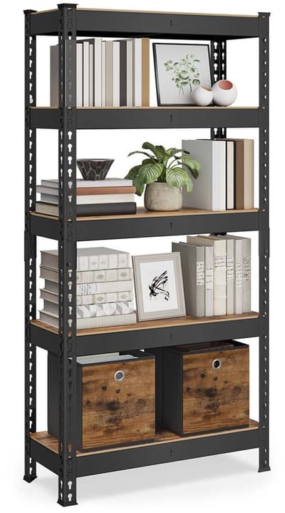 5 -laags zware plank plank - opslagrek - rekken - robuust staal - 30 cm x 75 cm x 150 cm