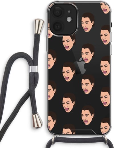 Case Company® - Hoesje met koord geschikt voor iPhone 12 hoesje met Koord - Ugly Cry Call - Telefoonhoesje met Zwart Koord - Bescherming aan alle Kanten en Over de Schermrand