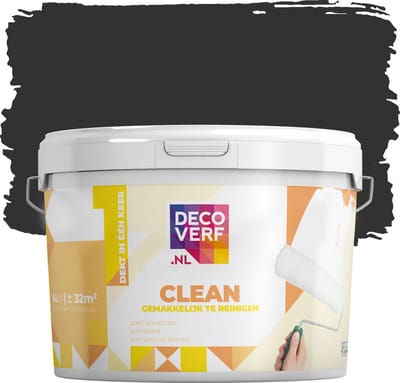 Decoverf clean muurverf nachtzwart, 4L