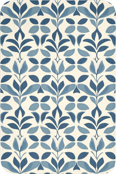Badmat 60x90 cm - Antislip - Flora - Modern - Blauw - Badmatten voor badkamer - Badkamermat - Douchemat - Badkamer mat