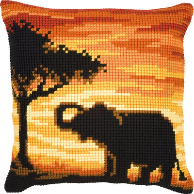 Vervaco - Kruissteekkussen kit - Olifant - PN-0008643 - Borduren - Borduurpakket - Borduurpakket volwassenen - Borduurpakket kind