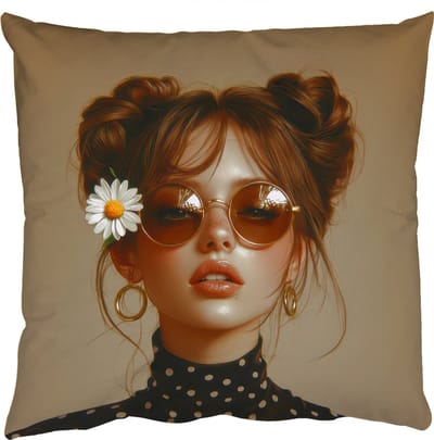 Sierkussens - Kussentjes Woonkamer - 50x50 cm - Vrouw - Beige - Bloem - Modern - Portret