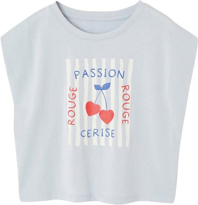 Vertbaudet T-shirt voor meisjes, cropped, korte mouwen met schoudervulling