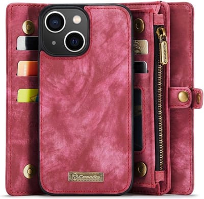 CaseMe Hoesje - Geschikt voor iPhone 13 Hoesje - CaseMe 008 2-in-1 Book Case & Back Cover met Portemonnee - Pink