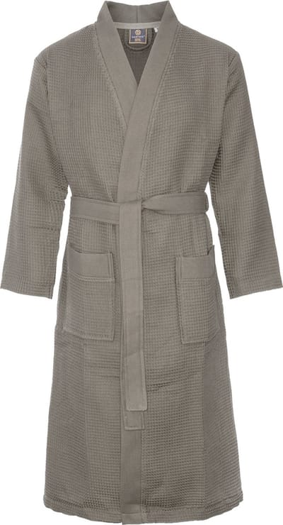 Sauna badjas wafelstructuur taupe S - taupe badjas unisex - biologisch katoen - wafel badjas taupe - kimono - wafel badjas dames - wafel badjas heren