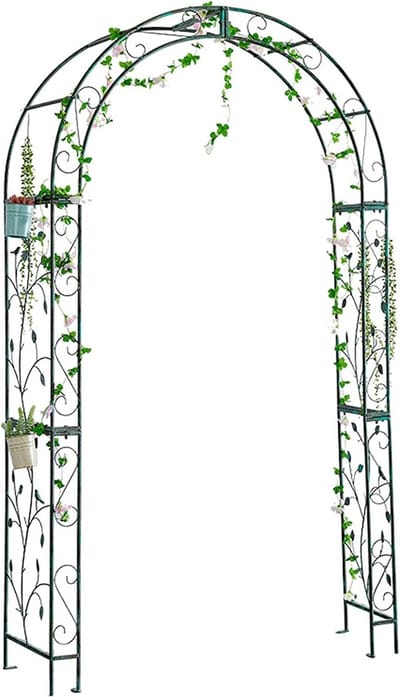 Metalen Rozenboog voor Klimplanten - Tuinprieel met Latwerk 220x122x40 cm