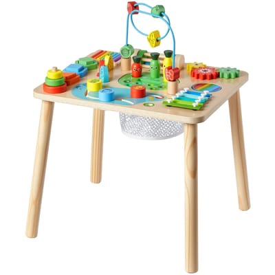 Montessori Activiteitentafel voor Peuters 1-3 Jaar, 13-in-1 Houten Leer Activiteit Bureau, Baby Speeltafel voor Jongens & Meisjes vanaf 6+ Maanden, Geweldig