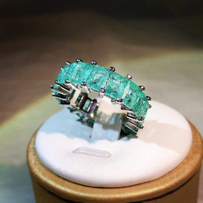 Paraiba Plein Prinses Ring Europese en Amerikaanse Mode Vrouwen Verlovingsring No. 7 gray