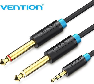Vention 3.5 mm Jack naar 2 Keer 6.35 mm Jack Audio Kabel 1 Meter