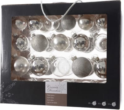 Decoris Kerstballen - 42x - zilver - 5-6-7 cm - glas - mat/glans/glitter - kerstversiering - Kerstboomversiering