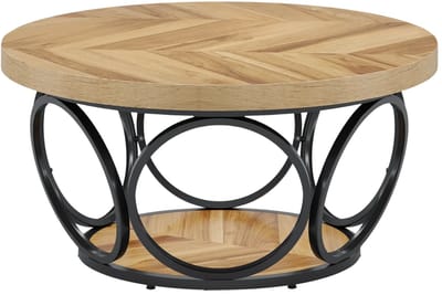 Salontafel Vitin - Rond - Modern - Voor woonkamer - Bijzettafel - 95cm - Bruin