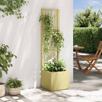 vidaXL Tuinbloembak met klimrek Groen 36 x 36 x 140 cm PP