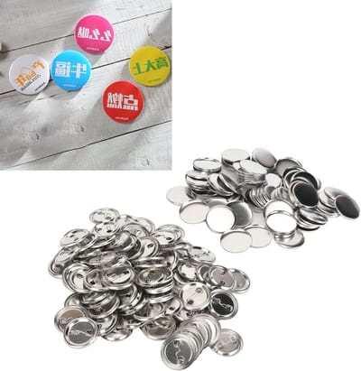100 Sets Lege Badge Knop Maken Benodigdheden - Ronde Button Onderdelen, Metaal Knop Pin Kit voor Button Maker Machine, Inclusief Metaal Schalen, Achterkant en Duidelijke Film (37MM)