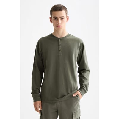 Scotch & Soda Slub Henley T-shirt Ls Thyme Taglia: S | Maglie a manica lunga Outlet | Uomo