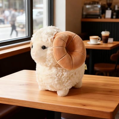 16cm22cm Simulatie Schaap Pluche Speelgoed Zacht Pluizig Grote Hoorn Opgezadeld Dier Ram Pop Pluizig Lam Kussen Leuk Cadeau Voor Kinderen Meisjes 12-16cm wit