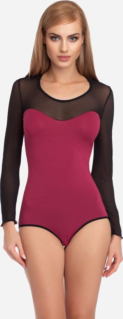 Merry Style Dames Body - Bodysuit - Lange Mouwen – Viscose – Purper/zwart – S - MS-VN-VBD15