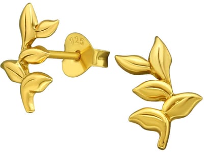 Joy|S - Zilveren takje oorbellen - 7 x 11 mm - gold plated