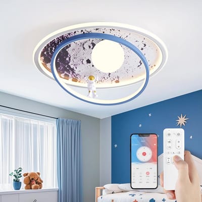 Dimbare LED Plafondlamp voor Kinderen - Astronaut Design met Afstandsbediening - Plafondverlichting voor Slaapkamer en Woonkamer - 50cm