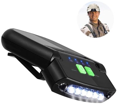 GELLDG Hoofdlamp - LED-cliplamp voor op de pet met gebarensensor - Waterdichte, draaibare randverlichting - Superheldere, via USB oplaadbare hoofdlamp - Verstelbare randverlichting - Geschikt voor jagen, kamperen en vissen - Zwart