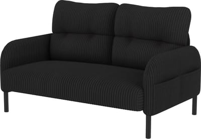 REDOM - 2-Zitsbank - Ergonomische Rugleuning En Zijvak - Modern - Voor Woonkamer - Ribstof - Zwart - 120 X 75 X 79 Cm