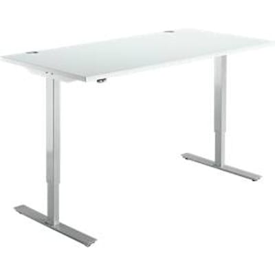 Schäfer Shop  Select Bureautafel START UP, eentraps elektr. in hoogte verstelbaar, B 1600 mm, lichtgrijs/blank aluminium