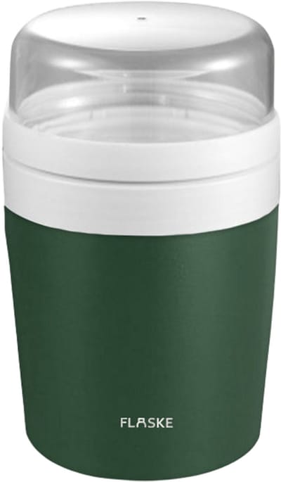 FLASKE Muesli Bowl 720ML - Yoghurtbeker To Go - Ontbijtbeker - Lunchpot - Salade Box - Voor Yoghurt, Havermout & Salade - Lekvrij & Isolerend - Groen/Moss