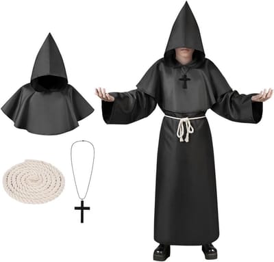 Kinderen monnik kostuum, jongens en meisjes cape, middeleeuwse gewaad voor cosplay, priesters en ridders outfits, vintage hooded cloak voor feestjes