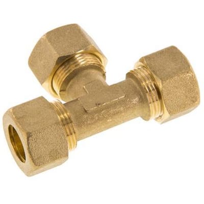 16mm Messing T-stuk Knelfitting 76 Bar DIN EN 1254-2 - FL3T-O-B-16