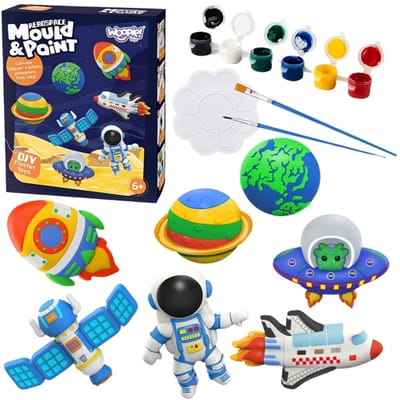 Woopie DIY Paint Craft Kit Maak gipsfiguren en verf - Space Kit - UNI