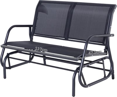HOB Loungebank Schommelbank - Tuinbank 2 personen - Schommelstoel Tuin - Weersbestendig - Zwart - Compact & Comfortabel Design