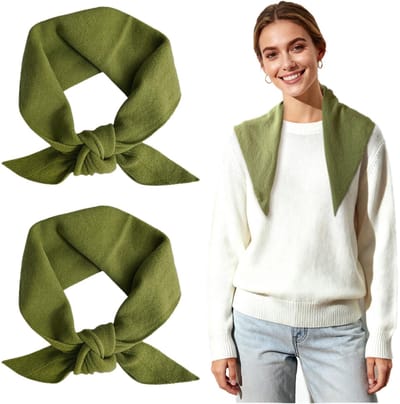 Dailygoods- Driehoekige Sjaal - Gebreide Sjaal - Nekwarmer - Hoofddoek Dames - Winter Sjaal - Cozy Y2K Stijl - 2 Stuks