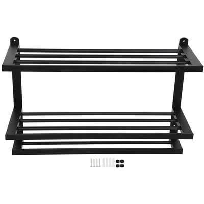 3-Laags Zwart Ruimte-Aluminium Wandmontage Handdoekhouder Rek Hanger Badkamer Organizer Accessoires