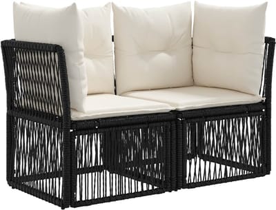 vidaXL - Tuin - Sofa - 2-Aantal - zitplaatsen - Zwart - poly - rattan