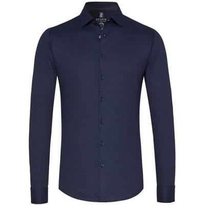 Desoto Overhemd Dotted Pattern Donker Blauw / male