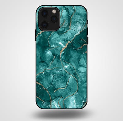Smartphonica Telefoonhoesje voor iPhone 11 Pro met marmer opdruk - TPU backcover case marble design - Goud Groen geschikt voor iPhone 11 Pro