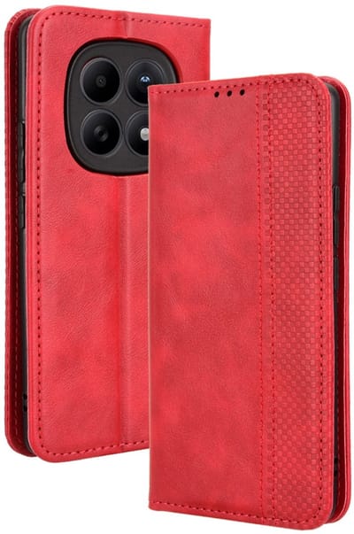 Coverup Hoesje - Geschikt voor Xiaomi Redmi Note 15 / Poco M8 Hoesje - Coverup Vintage Style Book Case - Rood