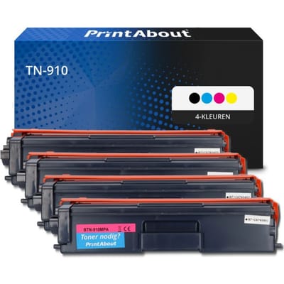 PrintAbout huismerk Toner TN-910 4-kleuren Multipack Extra hoge capaciteit Geschikt voor Brother