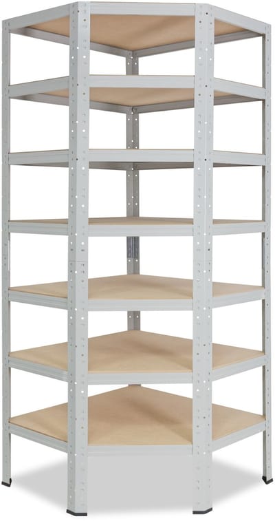 Shelfplaza OFFICE hoekstelling - 230x60x30 cm - lichtgrijs - 7 planken