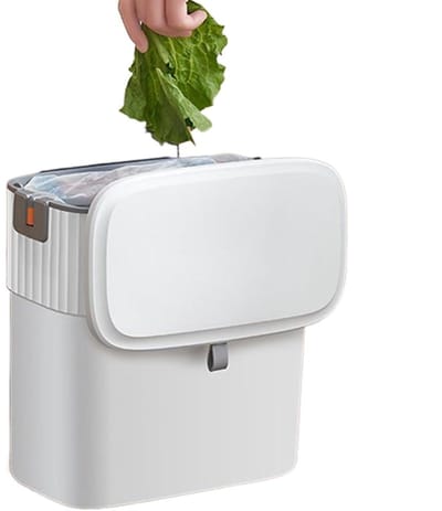 Prullenbak Afvalemmer - Keuken Afvalbak - Afval Beheren - Dubbel Afdichtingssysteem - 7 Liter - Wit