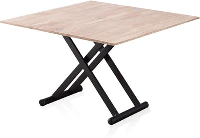 duehome Katia Salontafel, verhoogd en uittrekbaar, bijzettafel, uittrekbaar, eiken en zwart, afmetingen: 110-114 cm (L) x 57-110 cm (B) x 49-76 cm (H)