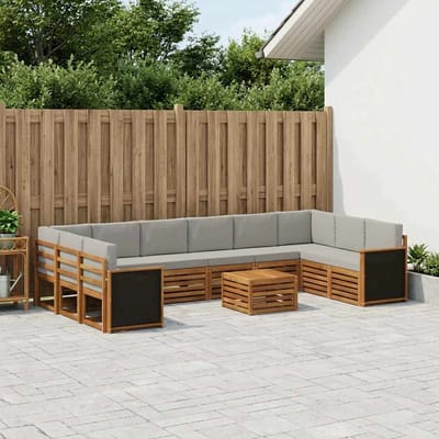 vidaXL - Buiten - bank - set - 8 - st - Naturel - en - lichtgrijs