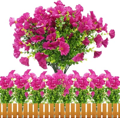 8 Bundels Kunstbloemen UV-bestendig Petunia voor Tuin, Balkon en Kantoor - Perfecte Decoratie voor Vazen en Hangpotten