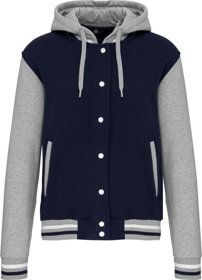 Kariban College jacket met capuchon unisex K4003 - Navy / Oxford Grey / White - 3XL