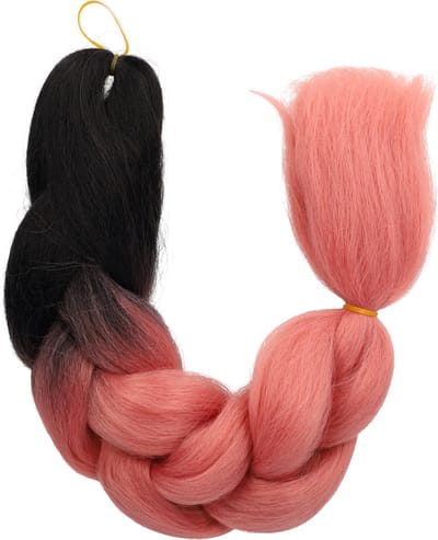 Haarsoires Imitatiehaar - Jumbo Braids 60cm - Hairextensions - Roze zwart - Braiding Hair - Vlechthaar - Vlechtextentions