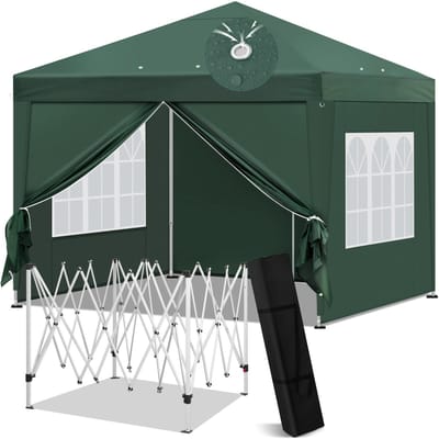 NAVOBIZ Tuinpaviljoen - Partytent - Pop up tent - Waterdicht dak - UV-bescherming - In hoogte verstelbaar - Opvouwbaar - Groen