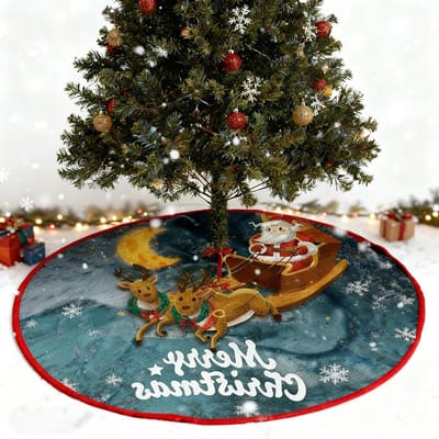 Kerstboomrok met een diameter van 90 cm - Ronde kerstdecoratie met kerstpatroon voor thuis en feestlocaties