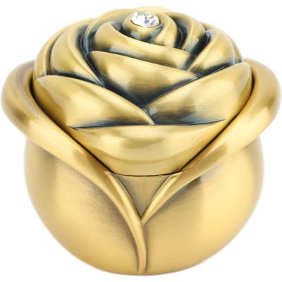 Roosvorm Vintage Sieradendoosje Luxe Metaal Kleine Sieraden Organizer Opbergkoffer voor Ringen Bronze (262M/AB) 6.9x6.7x6.2cm / 2.72x2.64x2.44in beige