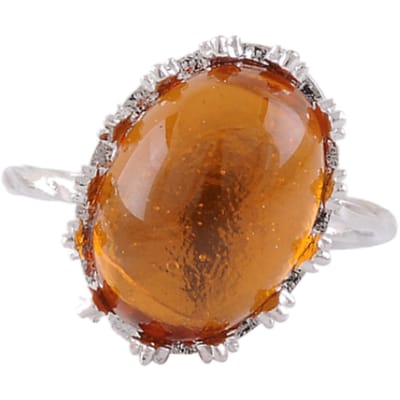 Behave - Ring - Zilverkleurige ring met ovale bruine steen – Bohemian chic & earthy elegance