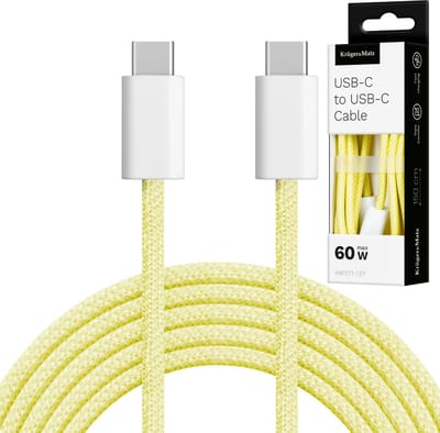 Krüger&Matz KM 1271 - USB-C Kabel - 1,5m - 60W - Geel
